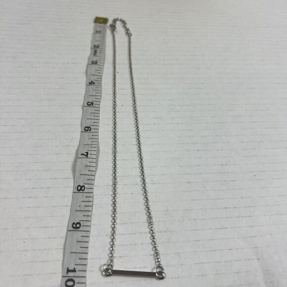 Silver Tone Cable Chain Bar Pendant Fashion Necklace - Picture 4 of 4